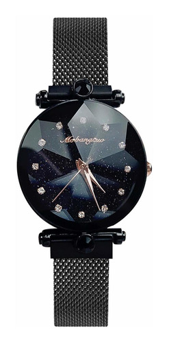 Reloj Mujer Rorios Aa-1bx003 Cuarzo Pulso Negro En Acero