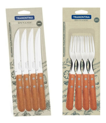 Imagen 2 de 7 de Set 24 Dynamic Tramontina Inoxidable Madera Cuchillo Tenedor