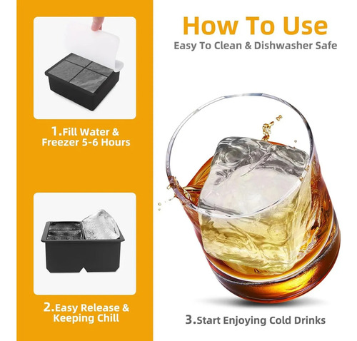 1 Cubito De Hielo Cuadrado Grande De 4 Compartimentos Con Ta