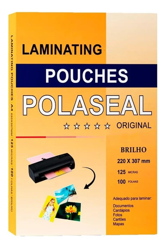 Polaseal A4 Plástico Para Plastificação 220x307x0,05mm 100un