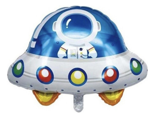 Kit 3 Balão Metalizado Astronauta + Nave Espacial + Foguete Cor Azul E Branco