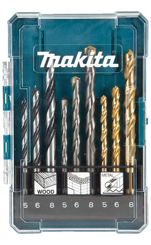 Kit Brocas 9pcs Para Metal Madeira E Concreto D71962 Makita