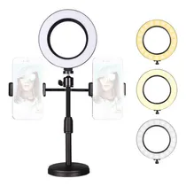 Comprar Anillo Led 6ll-2 Mini 6  Con Pie Y 2 Soportes Para Celular