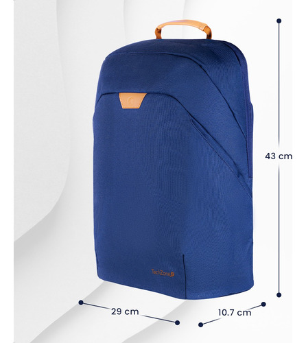 Backpack Techzone Porta Laptop Pet Reciclado Eco Hero Blue Color Azul Diseño de la tela Liso
