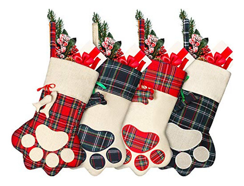 4 Piezas 16 Pulgadas Navidad Plácida Stockings Pet Msw2x