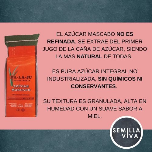 Imagen 2 de 6 de Azúcar Mascabo Integral De Caña Balajú 24 X 500 Gr