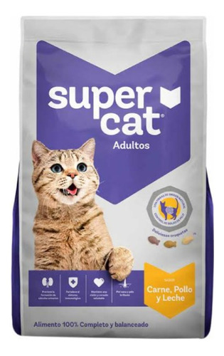 Super Cat, Carne Pollo Y Leche, Adultos Todas Las Razas 9kg