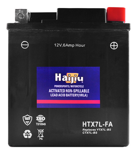 Batería Moto Haijiu Htx7l-fa Agm Gel Libre Mantenimiento.