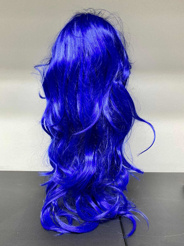 Peluca Larga Ondulada Natural Pelo Largo Rizado Azul Rey
