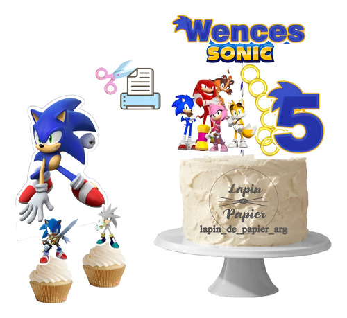 Cake Topper Imprimible Personalizado Sonic Op2