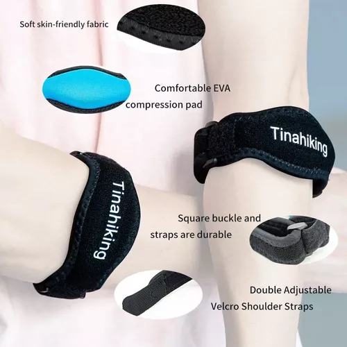 Set de 2 coderas con correa y efecto compresión para tendinitis Verde  Excelente Rendimiento ER009891WL