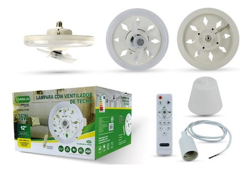 Lampara Ventilador De Techo Tianlai 5 Aspas36w Diámetro 30cm