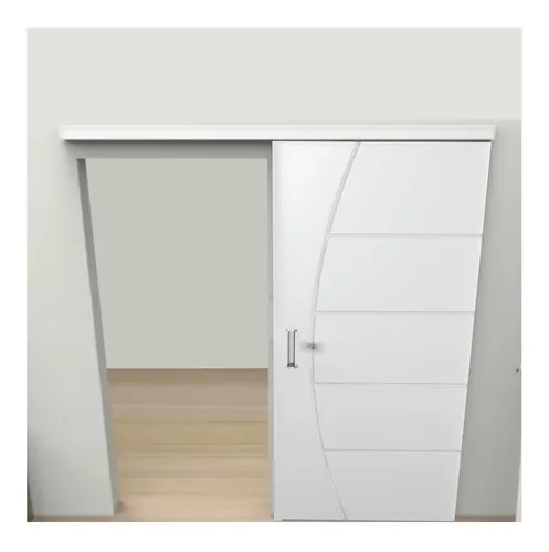 comprar Porta De Correr Frisada C\u002F Fundo Primer Kit Aluminio Branco