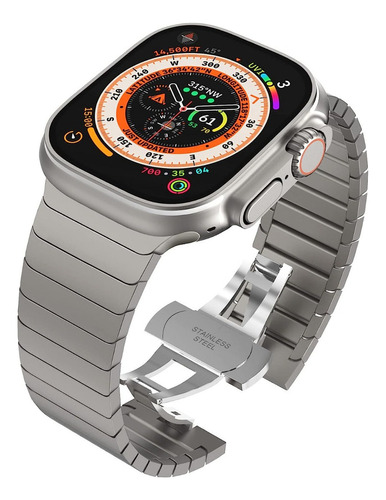 Correa D Acero Inoxidable Para Apple Watch Serie 9 45mm Flat