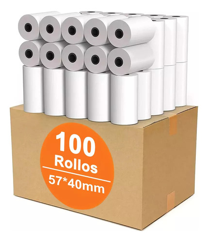 100 Rollos Papel Termico 57x40 Impresora 58mm