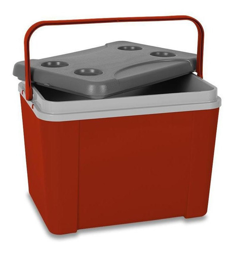 Caixa Térmica Lavita 1151.01 34 Litros Com Alça Cor Vermelho/Cinza