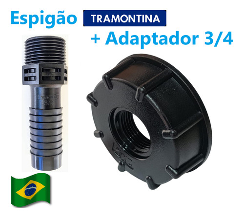 Conexão Adaptador Container Ibc Redução 3/4, 1/2, 1 Ou 2 Pol Item4 - 3/4 C/ Espigão 3/4
