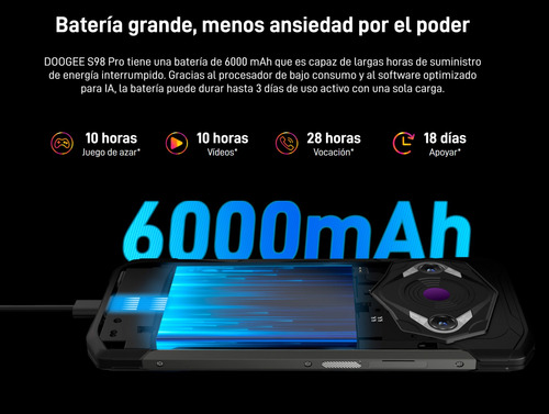 Doogee S98 Pro - Celular Resistente Al Agua, Polvo Y Golpes