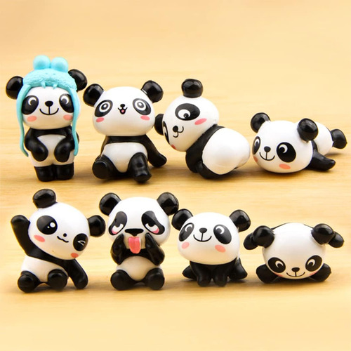 Rolin Roly 8 Figuras De Panda En Miniatura De Resina, Decora