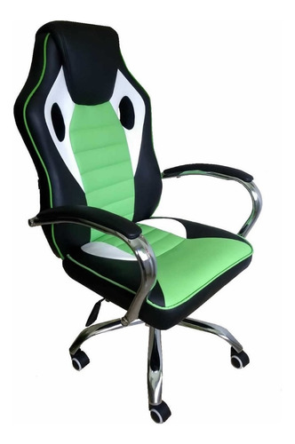 Silla Pc Gamer Oficina Basculante Vivendi Oc065 Negro Verde