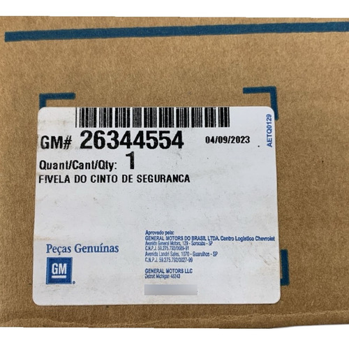 Fecho Segurança Cinto Trás Central Onix 2020/2023 Original