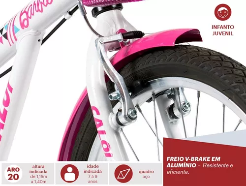 Bicicleta Infanto Juvenil Caloi Barbie Aro 20 - Branco