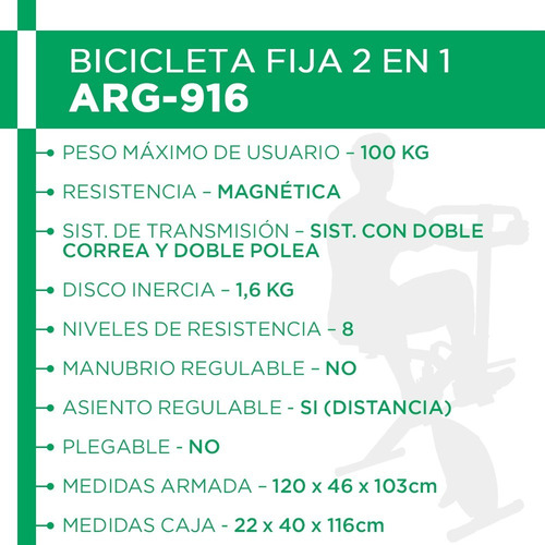 Imagen 6 de 10 de Bicicleta Equipo 2en1 Randers Arg-916 Brazos Abdomen Piernas