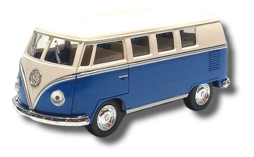 Auto Metálico A Escala Volkswagen 1962 Classical Bus Azul.