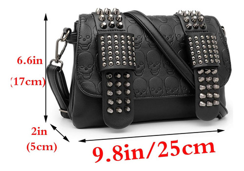 Rainbosee Bolso Con Asa Superior Para Hombro Con Calavera Pu