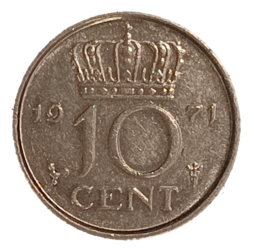 Holanda 10 Cents 1971 Excelente Km 182 Reina Juliana
