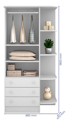 Quarto Infantil Doce Sonho 3 Peças Branco Azul