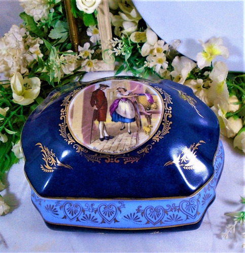 Joyero Porcelana Azul Cobalto Con Imagen De  Cries Of London