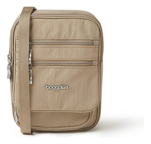 Baggallini Journey Bolso Bandolero., Beige, Talla Nica