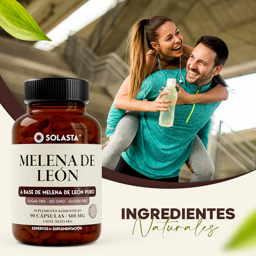 Melena De León De 90 Cápsulas | Solasta® Sabor Sin Sabor