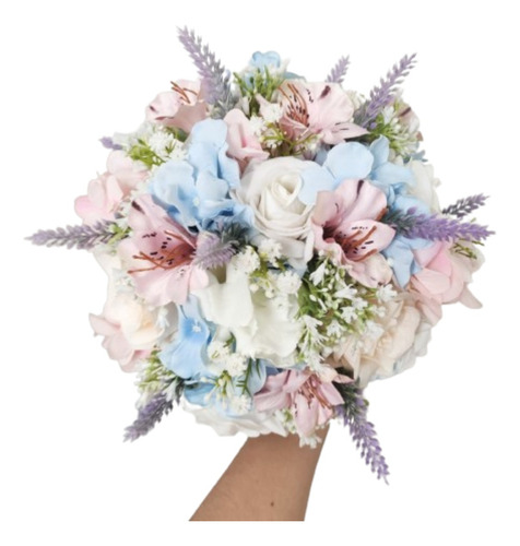 Buque De Noiva Artificial Azul Serenity Rosa Lavanda