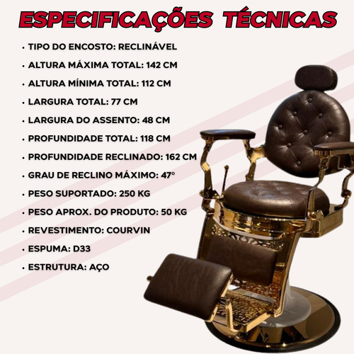Poltrona Cadeira Barbeiro Cabeleireiro Reclinavel Retro Luxo