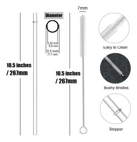 Paquete De 12 Popotes Transparentes Reutilizables De Plástic