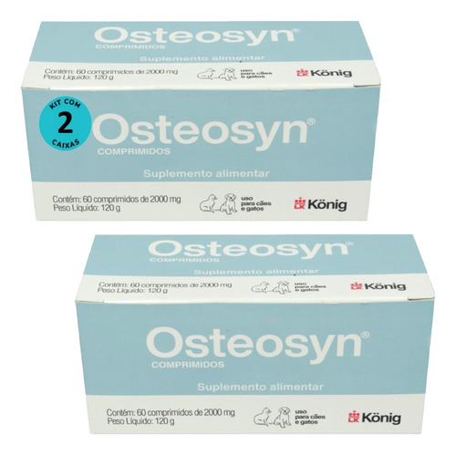 Osteosyn 2000mg P/ Cães Grandes C/ 60 Comprimidos Kit C/ 2