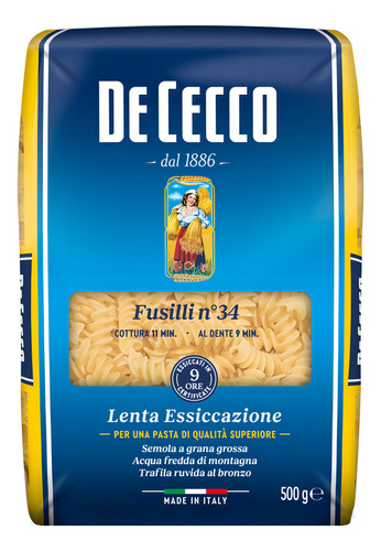 Fideos De Cecco Fusilli N° 34 500 Gr. Italia