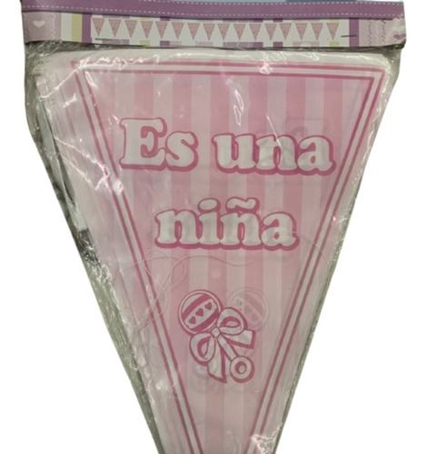 Banderin Plastico Rosa Es Una Niña Baby Shower