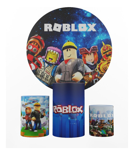 Painel Redondo Roblox + Trio De Capa Cilindro