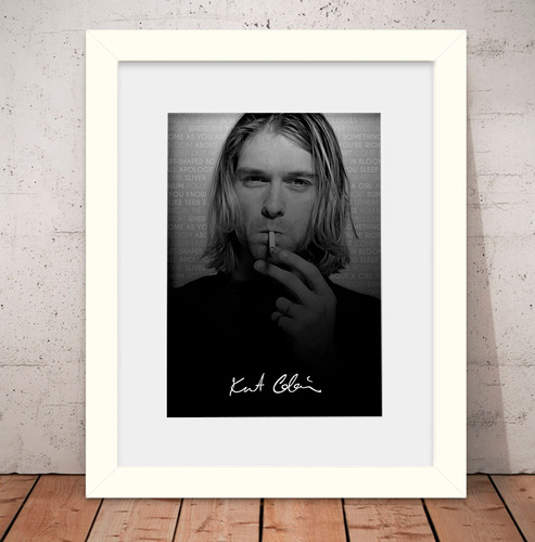 Quadro Kurt Cobain Nirvana 56x46cm Vidro + Paspatur W1777