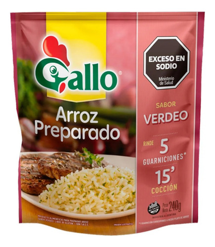 Nuevo! Arroz Gallo Preparado Sabor Verdeo 15 Min Sin Tacc