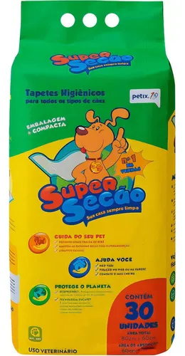 Tapete Higiênico Petix Super Secão 80x60cm Pacote com 30 unidades