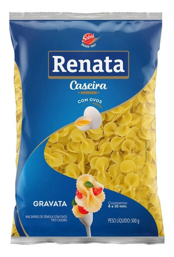 Macarrão Gravata Massa Semôla Caseira Com Ovos Renata 500g