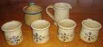 Comprar Set Juego Tazas De Café De Gres Artesanales 6 Piezas