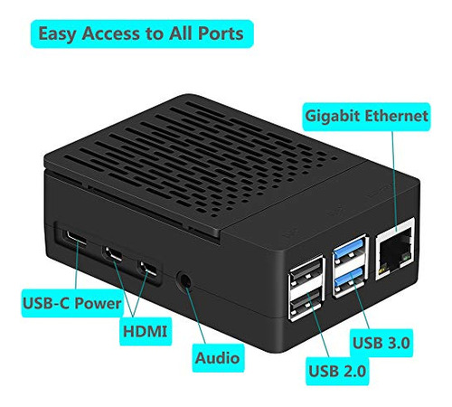 Funda Para Raspberry Pi 4, Iuniker Raspberry Pi 4 Fan Abs, C