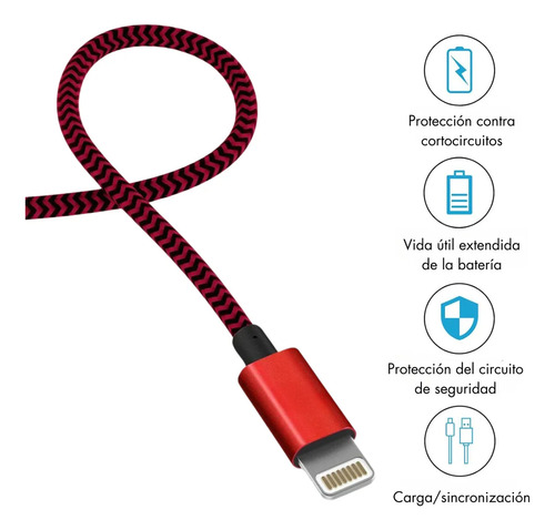 Cable Cargador Usb A Lighting Cable Lightning Iphone Colores Aleatorios