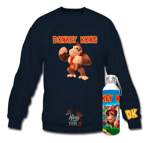 Poleron Cuello Polo + Botella, Donkey Kong, Nintendo, Juego Clasico, Arcade, Fans, Xxl