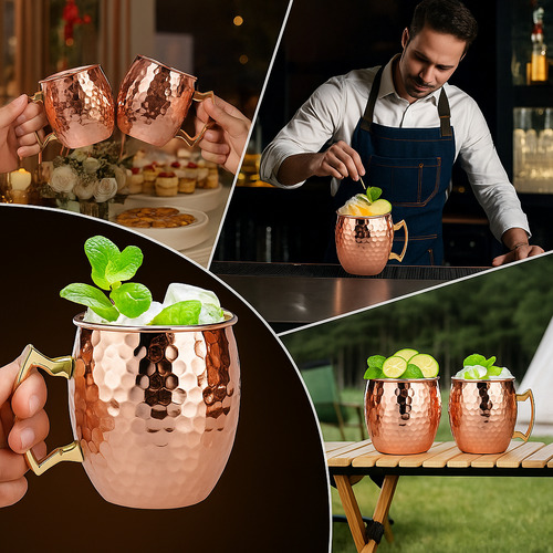 X2 Vasos Mugs Cobre Moscow Mule Coctel 500ml Tragos Mojitos